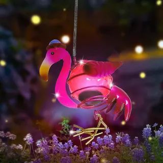 Yarteim Flamingo Deko Solarleuchte Außen Gartendeko Lichterketten,Hängende Lampen Solar Lichter,Solardeko Flamingo Aussen Garten Deko Solarlampen für Außen Gartenleuchten,Terrasse,Balkon