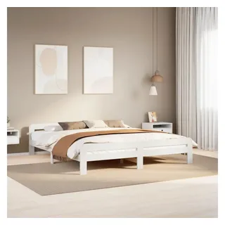 vidaXL Massivholzbett ohne Matratze Weiß 180x200 cm Kiefernholz