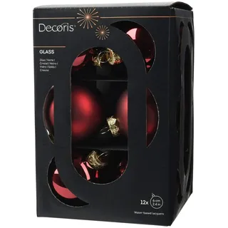 Decoris Weihnachtskugeln Glas Ø 6 cm Rot Mix 12-teilig