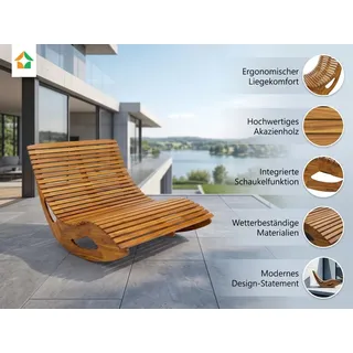 prestige home living outdoor Ergonomische Doppelschwungliege 150 x 120 x 66 cm Braun