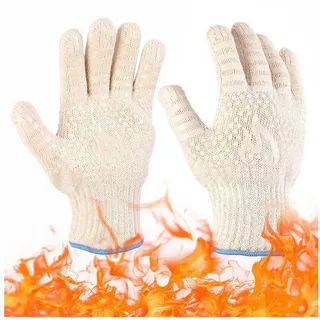 LuxusKollektion Grillhandschuhe Ofenhandschuhe Silikon Hitzebeständig Rutschfest beige