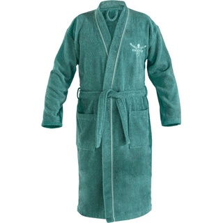 Chiemsee Bademantel Chiemsee Bademantel Venice für Damen und Herren, ideal für Sauna & Spa, Langform, Baumwolle, Kimono-Kragen, Gürtel, Logostickerei auf der Brust grün M | 118 cm
