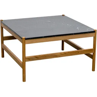 Mid.you Couchtisch, Natur, Schwarz, Holz, Stein, Eiche, massiv, quadratisch, rund, 45x80x80 cm, Wohnzimmer, Wohnzimmertische, Couchtische, Couchtische Marmor