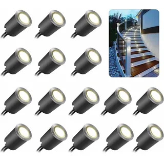 16er-pack Led-einbaustrahler Für Den Außenbereich, Ip67 Wasserdicht, 32 Mm Durchmesser, Neutralweiß 4500k, Für Garten, Pool, Terrasse Und Treppe (eu-stecker)
