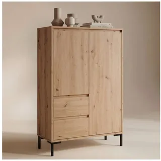 Newroom Highboard Artisan Eiche 81 cm, Highboard Wildeiche Optik Modern Industrial Sideboard Kommode Anrichte braun