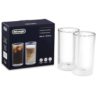 Delonghi Set mit 2 doppelwandigen Gläsern, Borosilikat, Cold Brew, 300 ml, Geschenkidee