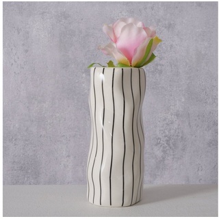 BOLTZE Dekovase "Linea" aus Keramik (Dolomit) in schwarz/weiß gestreift, Vase