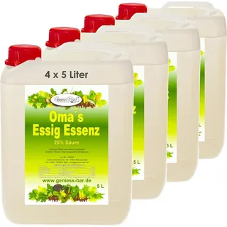 4x 5L Oma`s Essigessenz 25% Säure Unser Geschmackssieger für die gute Küche & Haushalt / Entkalken / Reinigen ohne Chemie mit Essig Essenz
