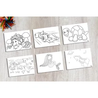 Tischsets I Platzsets - Malvorlagen für Kinder 'Easy-Painting-Set zum Ausmalen' - 12 Stück in hochwertiger Aufbewahrungsmappe