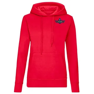 Blondie & Brownie Hoodie Damen Top Gun Brust Stick F-14 Tomcat Vintage Film Kino Maverick mit Kapuze, Bestickt rot XL