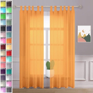 Megachest lucy gewebter Voile-Schlaufenvorhang, 2 Stoffbahnen mit Bändern (28 Farben) (orange, 142 cm breit x 228,5 cm)
