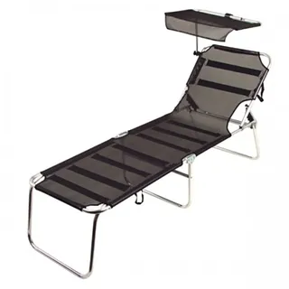 Buri Alu-Liege 196 x 58 x 38 cm schwarz inkl. Sonnendach klappbar