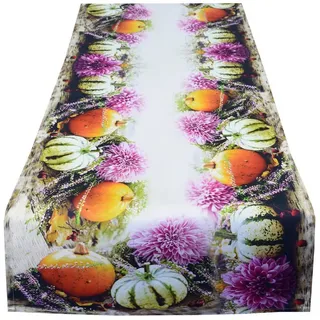Delindo Lifestyle Tischdecke und Tischläufer Serie Kürbis, für Sommer und Herbst (1-tlg), Digitaldruck "Kürbis" weiß rechteckig | 40 cm x 140 cm