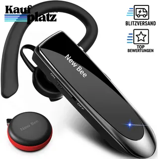 New Bee Bluetooth Headset Wireless Freisprech Telefon | Bluetooth-Headset mit Mikrofon für iPhone Samsung Huawei mit 60 Tage Standby Schwarz