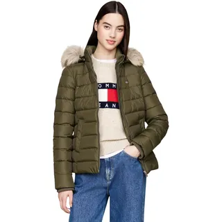 Tommy Jeans Damen Pufferjacke Basic Hooded Down Jacket mit Kapuze, Grün (Fatigue Green), XXL - XXL