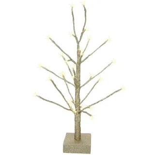 I.GE.A. Dekobaum Künstlicher Weihnachtsbaum, Weihnachtsdeko, Kunstbaum (1 St), mit Glitzer und LED Beleuchtung, champagnerfarben, Höhe 65 cm goldfarben