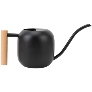 Gießkanne für den Innenbereich, Edelstahl, Holzgriff, Langer Ausguss, Gießkanne für Zimmerpflanzen, Blumen, Sukkulenten, Bonsai, 1,2 l, modern, Mattschwarz (Schwarz)