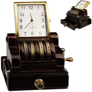 alles-meine.de GmbH kleine - Tischuhr/Miniatur - Uhr - Kasse mit Schublade - aus Metall - 7,6 cm - batteriebetrieben - Analog - Batterie - schwarz - Zahlen Stehuhr/Standuhr -..