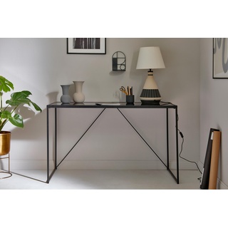 Jahnke Glam Desk SCHWARZGLAS/SCHWARZ Schreibtisch, Tempered Glass, Blackglass/Black, One Size