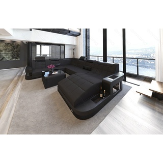 Sofa Dreams Wohnlandschaft Strukturstoff Polster Sofa Wave XXL M Mikrofaser Stoff, Couch wahlweise mit Bettfunktion schwarz