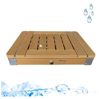 @tec Gartendusche Outdoor Dusche aus massivem WPC mit Start-Stop-Funktion, Pool-Dusche, Sauna-Dusche, Aussendusche mit Bodenplatte