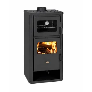 Prity Kaminofen mit Backofen - 12 kW, Schwarz, Holz, Holzbriketts, Metall, Freistehend, Direkte Entlüftung, 77,7% Wirkungsgrad, 101 kg, 49 x 46 x 93 cm