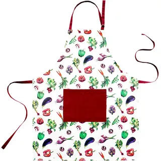 Lashuma Gemüse Küchenschürze bunt, Latzschürze Damen u. Herren, Servierschürze 80x65 cm - ca. 80x65 cm