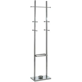 Garderobenständer, Edelstahl, Metall, 40x182x25 cm, integrierter Schirmständer, gastro- und objekttauglich, Garderobe, Garderobenständer