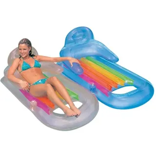 Aufblasbarer Liegestuhl Relax Meer Pool Matratze Mit Becherhalter 2 Farben