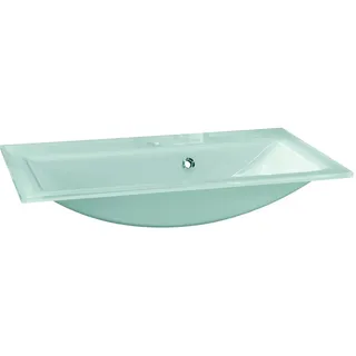 FACKELMANN Glasbecken / Waschtisch aus Glas / Maße (B x H x T): ca. 80 x 14,5 x 50 cm / Einbauwaschbecken / hochwertiges Waschbecken fürs Badezimmer und WC / Farbe: Mintgrün / Breite: 80 cm