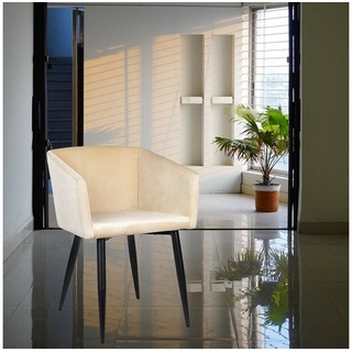 Haushalt International Cocktailsessel Armlehnstuhl beige Samt Stuhl beige Polsterstuhl beige Esszimmer Stuhl, Pflegeleicht, bis 120 kg belastbar, Samt-Optik beige|schwarz