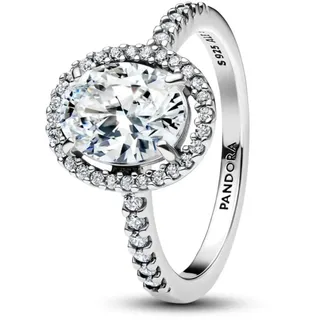 Pandora Ovaler Funkelnder Heiligenschein Silberring Silber Gr. 58