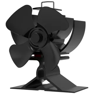 SunJas Kaminventilator 4 Flügel Ofenventilator Ohne Strom, Wärmebetriebener, Leiser, Mini Kaminlüfter,Umweltfreundlich für Pellet/Holzbrenner/Kamin schwarz 12.4 cm