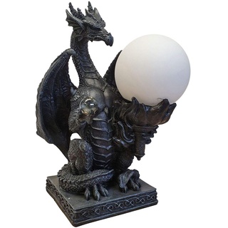 Tischlampe Drache mit Glaskugel Drachenlampe Dragon Gothic Mystik Fantasie