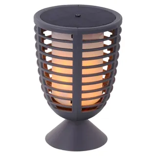 3in1 Solar-/ Erdspieß "FACKEL", Lampe für den Außenbereich im Asia-Style, aus Kunststoff in grau, 72,2 cm hoch, Ø 9,5 cm, LED Platine – mit S... - Grau