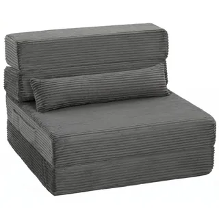 Homcom Schlafsessel mit Kissen Cord 70 x 125 x 200 cm Dunkelgrau
