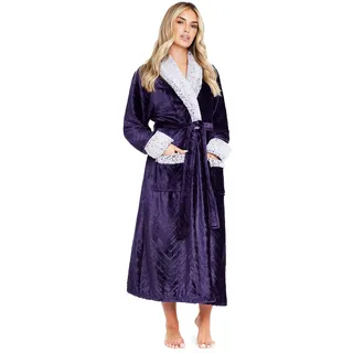 CityComfort Bademantel Damen Flauschig, Fleece Morgenmantel Damen Dressing Gown Women (Hell Violett, M) - M