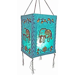 Hathi Lampenschirm Elefant, türkis, LOKTA Papier, Hängelampe Nepal
