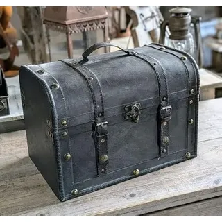Generisch DEKO KOFFER TRUHE 30cm BREIT SCHATZTRUHE ANTIK STIL HOLZ VINTAGE WOHNDEKO NEU k