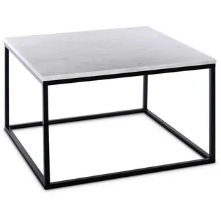 Mid.you Couchtisch, Schwarz, Weiß, Metall, Stein, quadratisch, eckig, 75x48x75 cm, Wohnzimmer, Wohnzimmertische, Couchtische, Couchtische Marmor