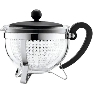 Bodum 1975-01 Chambord Teekanne, 1 L mit farbigem Plastikdeckel, Griff und transparentem Filter, schwarz