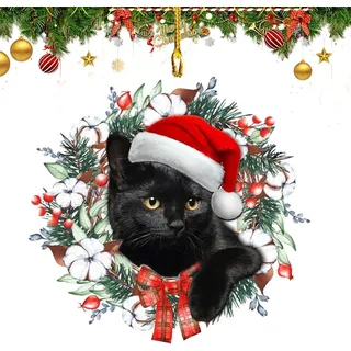 Weihnachtsbaum Anhänger Katze, Christbaumschmuck Katze, Weihnachtskatze Dekorative Ornamente, Acryl Katzen Anhänger, Weihnachtsdeko Lustig, für Weihnachtsbaum Kamin Auto Rucksack Ornamente (D)