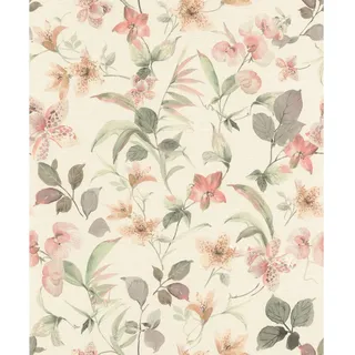 Rasch Textil Vliestapete Lumina 6,00 m x 0,53 m 1 St Beige/Grün/Rosa/Weiß/Mehrfarbig 371314