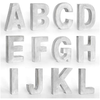 K&L Wall Art Deko-Buchstaben 15cm große Beton Deko Buchstaben 3D Zement Buchstabe Dekobuchstaben, auch für Balkon und Garten grau