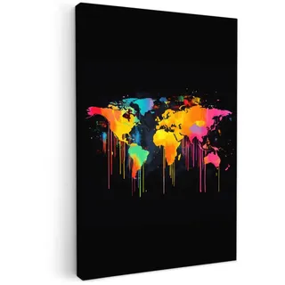 OnlyWow Leinwand Bilder Graffiti-Weltkarte | Gr.: 40 x 60 cm