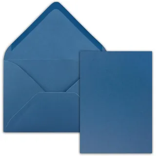 25 Stück Karte mit Umschlag Set - Einzel-Karten Din A5-14,8 x 21 cm royalblau mit Brief-Umschlägen Din C5-15,4 x 22 cm royalblau - Nassklebung