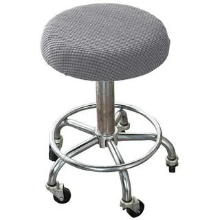 Rosnek Stuhlhusse Barhockerbezug Stuhlbezug Stretch, Stuhlüberzug Rollhocker Barhocker, mit Strukturoptik grau