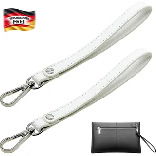 Leder-Handgelenkschlaufe 20cm für Clutch Geldbörse Schlüssel Tasche rot/silber