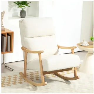 Homcom Schaukelstuhl ergonomisch Polyester 65 x 98 x 90 cm Cremeweiß