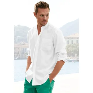 H.I.S Langarmhemd, Regular Fit, Stehkragenhemd mit Brusttasche, reine Baumwolle, Gr. XL (43/44) - N-Gr, weiß, , 84071942-XL N-Gr